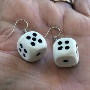 Fun Funny Dice Gambling Las Vegas Reno Resin Earrings NWT
